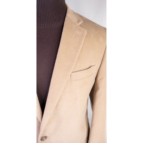 Chaps Mens Two Button Blazer Corduroy Sport Coat Jacket Cotton Beige Size 42L - Picture 4 of 13